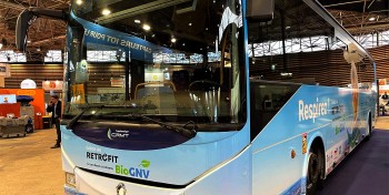 Ecol'Car : le premier autocar diesel converti au bioGNV pr&eacute;sent&eacute; &agrave; Solutrans