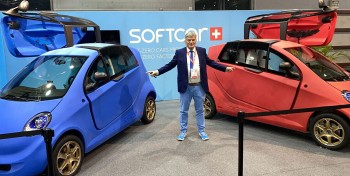 Au Mondial de l'Auto, Softcar d&eacute;voile sa voiture &eacute;lectrique &agrave; prolongateur GNV