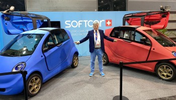 Au Mondial de l'Auto, Softcar d&eacute;voile sa voiture &eacute;lectrique &agrave; prolongateur GNV