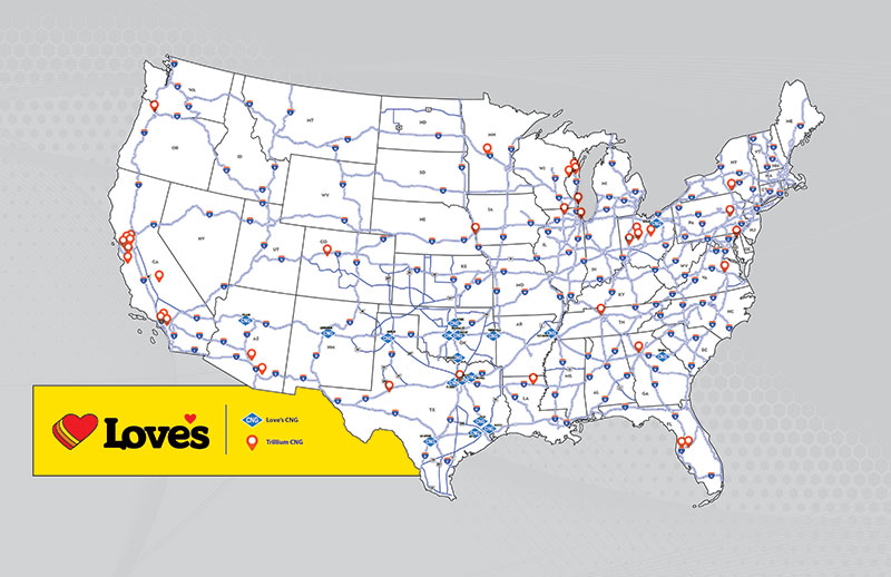 Reseau GNV Loves - Trillium aux Etats-Unis