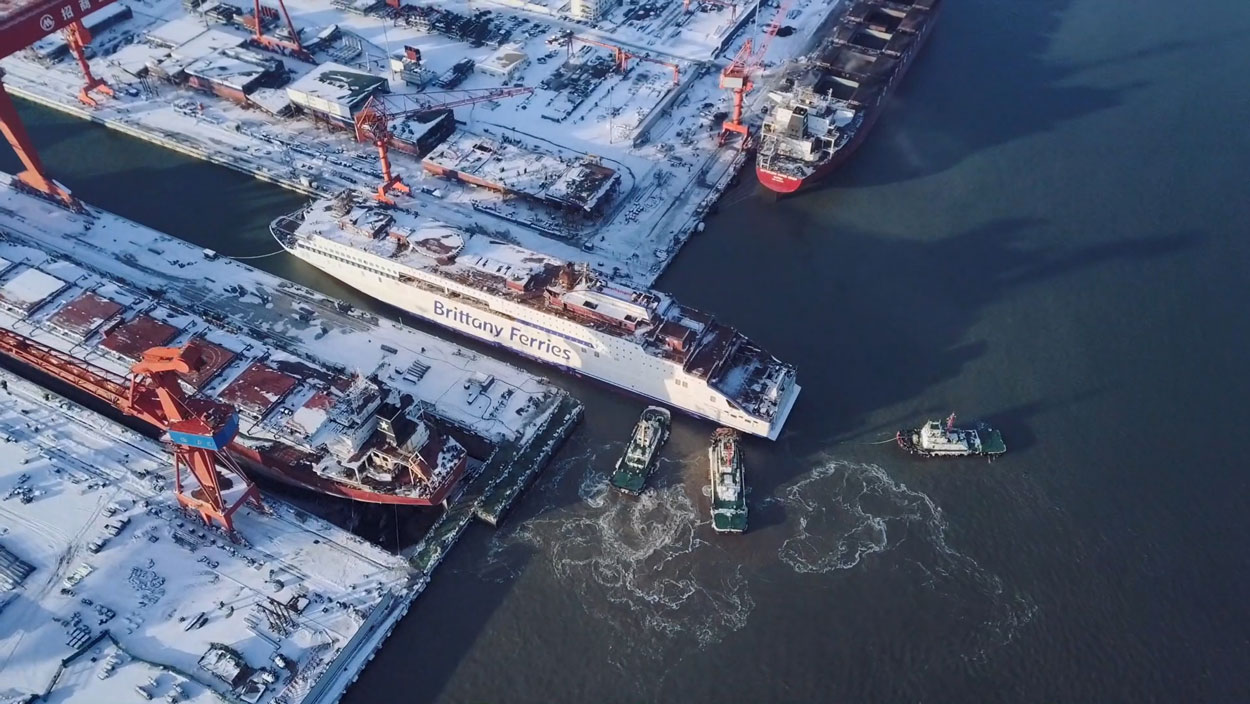 Brittany Ferries met à l'eau son nouveau navire GNL