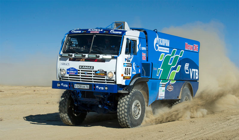 Africa Eco Race  Le camion GNV de Kamaz sur le podium