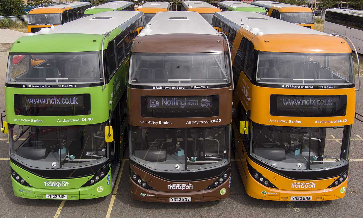 De nouveaux bus au biogaz à deux étages pour Nottingham